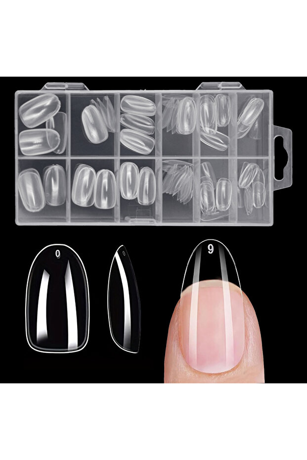Oval-M 120pcs Clear Nail Tips Set Coffin Almond Slender Stiletto Oval Square & More Shapes Full Cove