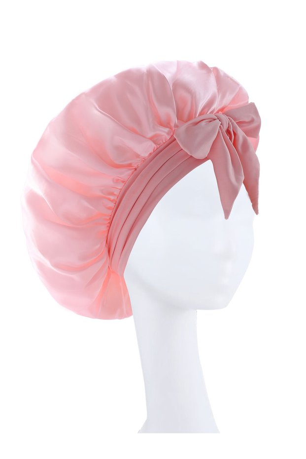 Coral-Color 2026 New Silk Bonnet Sleeping Womens Satin Bonnet Hair Night Sleep Cap Tie Band CurlyHat