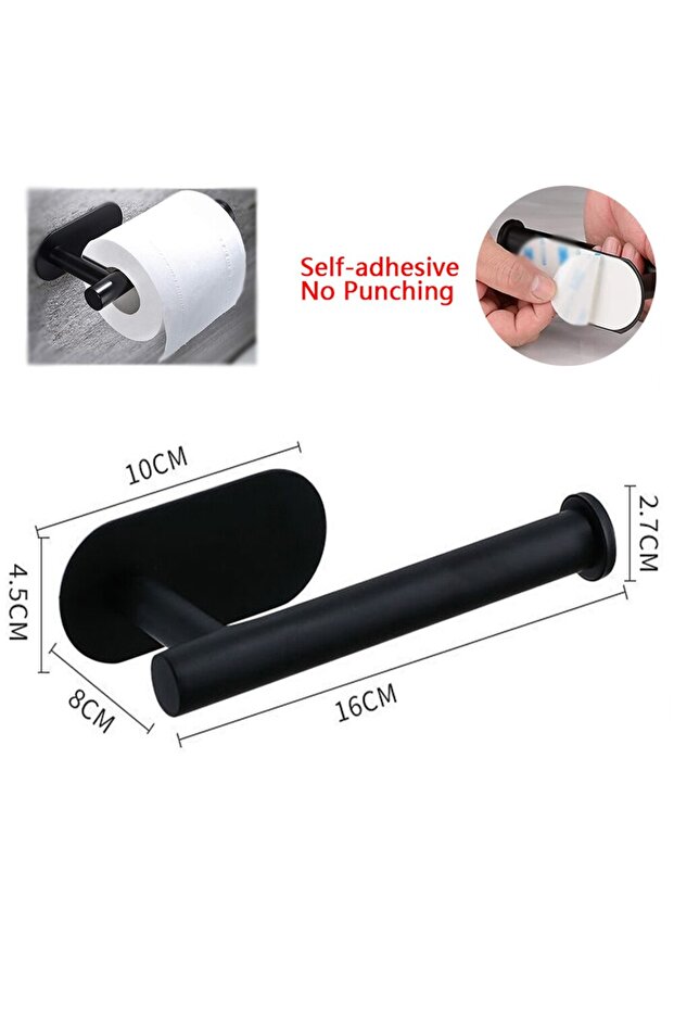 Paper Holder Black Adhesive Toilet Paper Holder Kitchen Roll Towel Rack Napkin Dispenser Absorbent S
