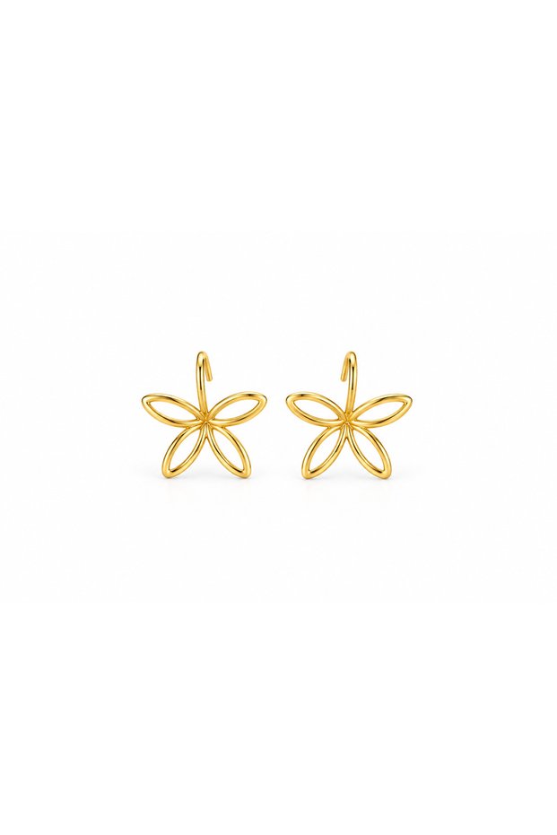 Gold Color Flower Design Earrings