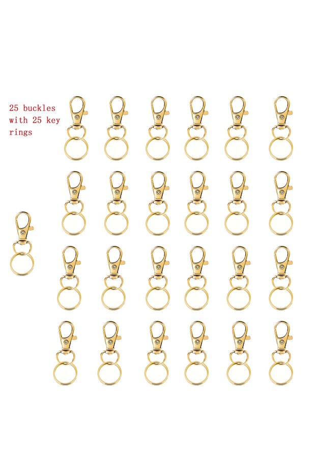 50pcs gold 50PCS key chain hook with key ring, metal rotating lobster clasp, used for key chain clip
