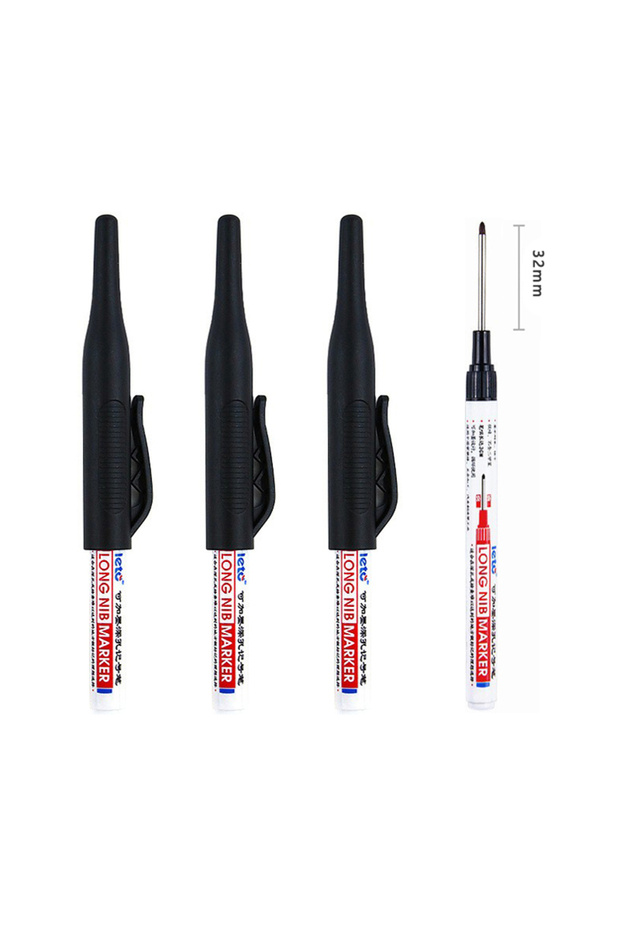 Black 4pcs 4Pcs/Set Long Nib Head Markers 30mm Deep Hole Multi-Purpose Perforating Pen for Metal Wat