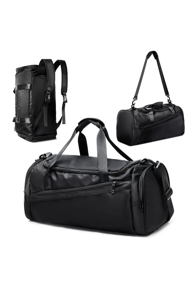 Black-0128 Likros Sports Gym Bag Travel Duffel Bag with Shoes Compartment for Men Women 40L Lightwei
