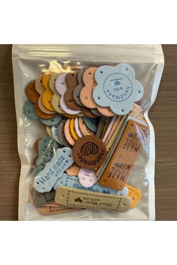 50pcs 50Pcs Handmade Tags Love Tags PU Leather Tags with Holes Sewing Labels For DIY Sewing Craft Kn