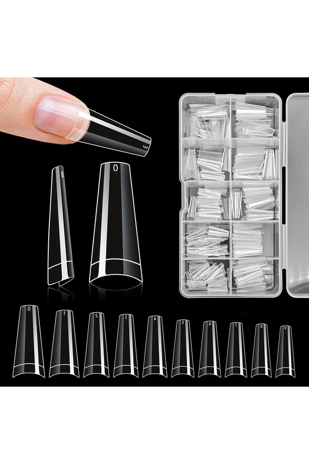 500PCS 500PCS Premium French Coffin Nail Tips Set Durable Acrylic Ballerina Shape 10 Sizes Clear Pro