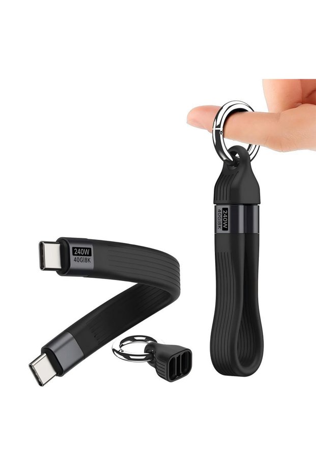 0.13m black USB4.0 USB-C to Type-C 240W 40Gbps Cable Keychain PD3.1 5A 8K@60Hz Data Cord For TV Lapt