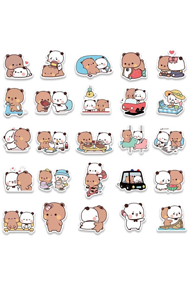 UU060 50pcs Stickers Cute Bear Couple DIY Toy Doodles Decorative Graffiti Decal Phone Bottles Scrapb