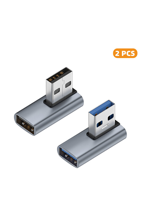 2xAM-AG-ZW-HZ 90 Degree USB 3.0 Male to Female Right Angle Extension Adapter USB Upward Elbow Adapt
