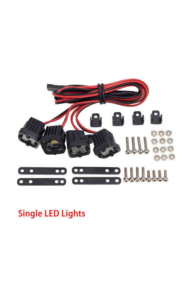 4 Single LED LED Lights Bright Headlights 5050 Square Spotlight for 1/10 RC Crawler Axial SCX10 9004