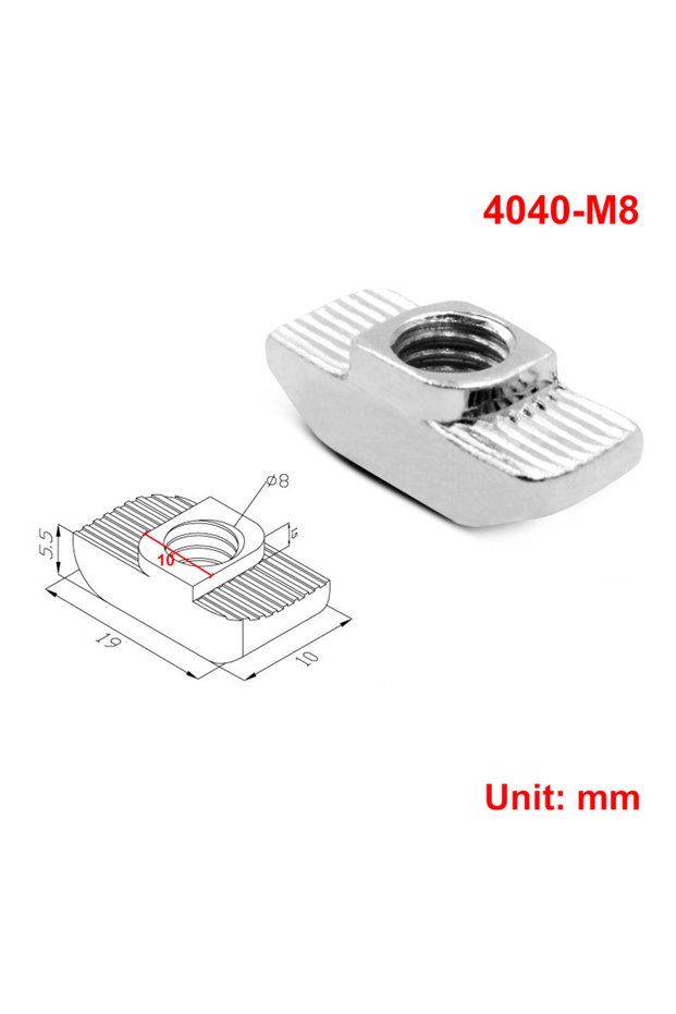 20Pcs 4040-M8 Sliding T Slot Nuts, M6/M8 Half Round T-Nut for 2020 3030 4040 Series Aluminum Extrusi