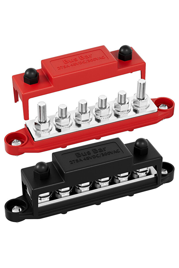 BB275-T6M8-C-RB DaierTek 275A Busbar Terminal Block Bus Bar 12V Power Distribution Block 6 x M8 For