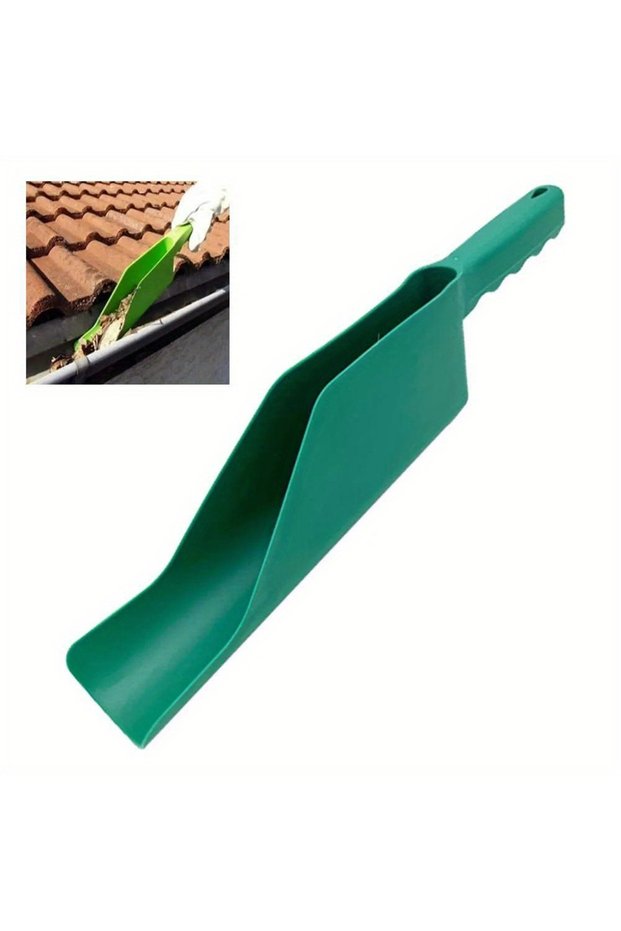 green 1pc, Gutter Getter Scoop Cleaning Roof Tool Flex Fit Dirt Debris Remove Multi Use Eaves Garden