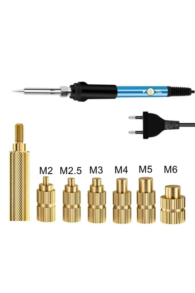 220V TIPS Heat Set Soldering Iron Tip Head Insert M2-M6 Hot Melt Brass Embedded Thread Nut Kit for P