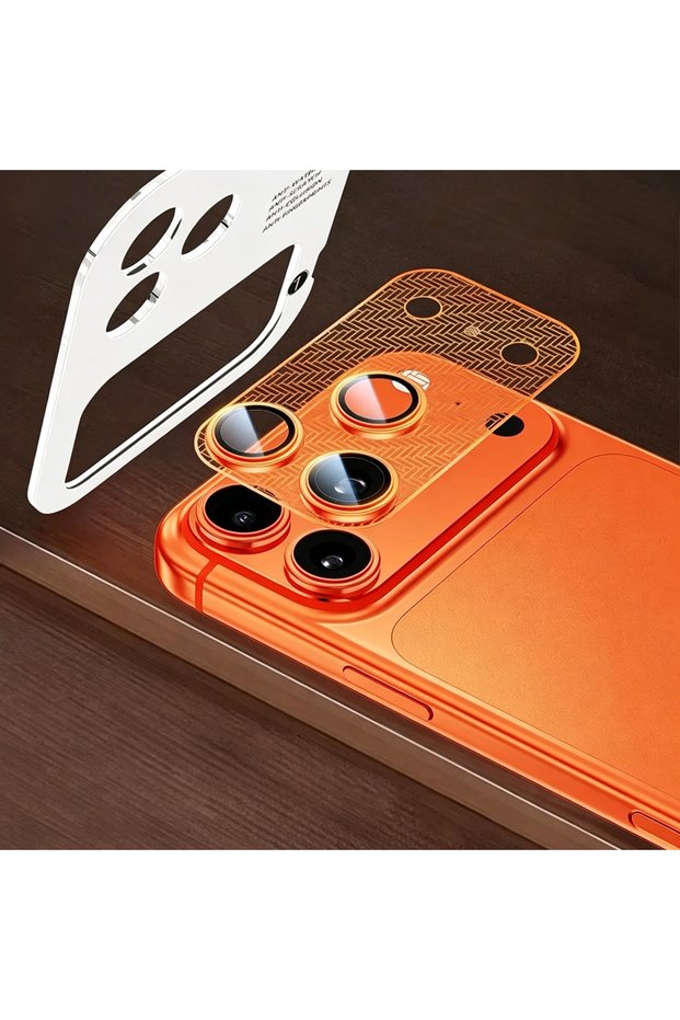 iPhone17 Pro Max Orange Camera Lens Protector Glass For iPhone 17 Pro / 17 Pro Max Metal Mesh Sheet