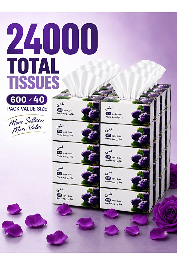 Soft Paper Tissues Skin Friendly Highly Absorbent White Paper Face Towel - 24000 Pcs