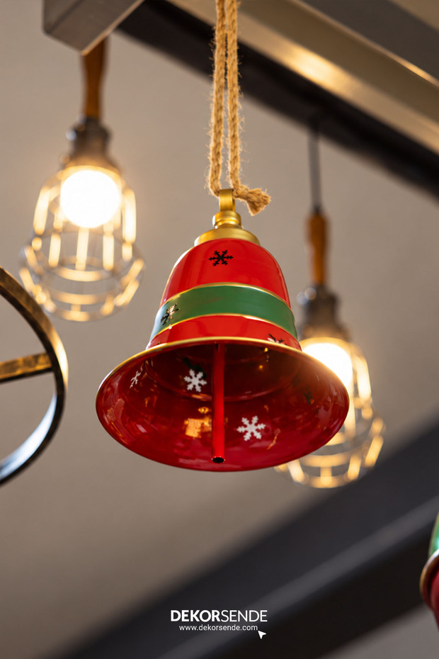 Christmas Metal Bell Tree and Door Ornament Red Green 25 cm