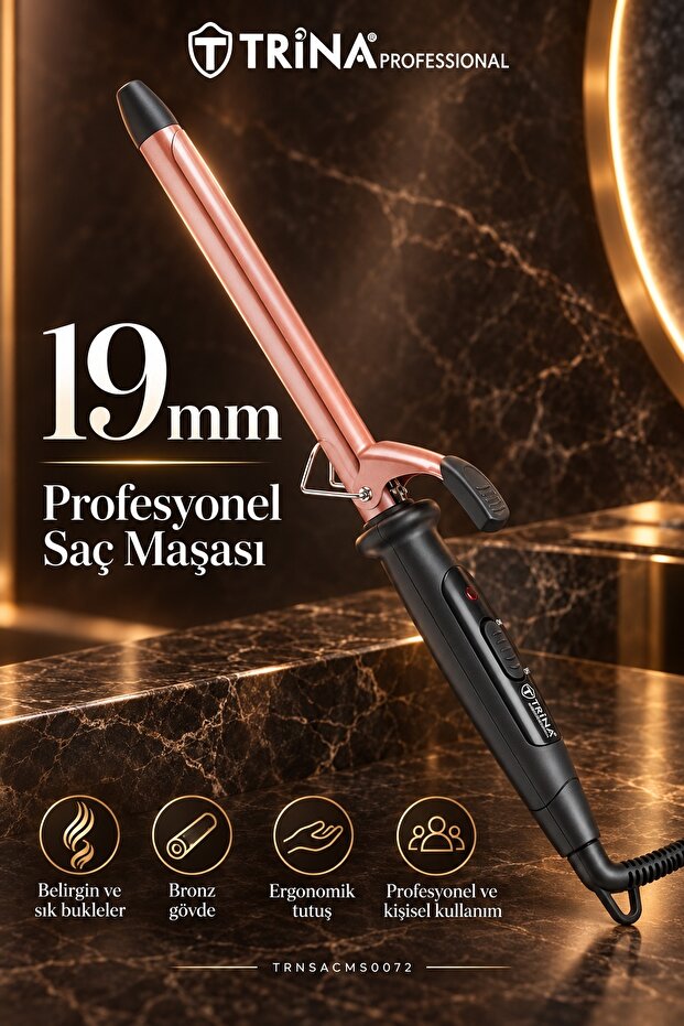Professional Bronze Hair Curling Iron 19 mm