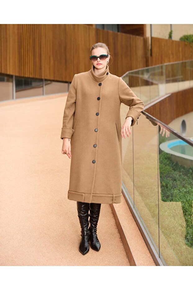 Long Wool and Cashmere Coat - Camel