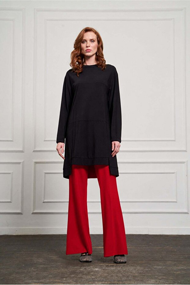 Wide-Leg Trousers - Red