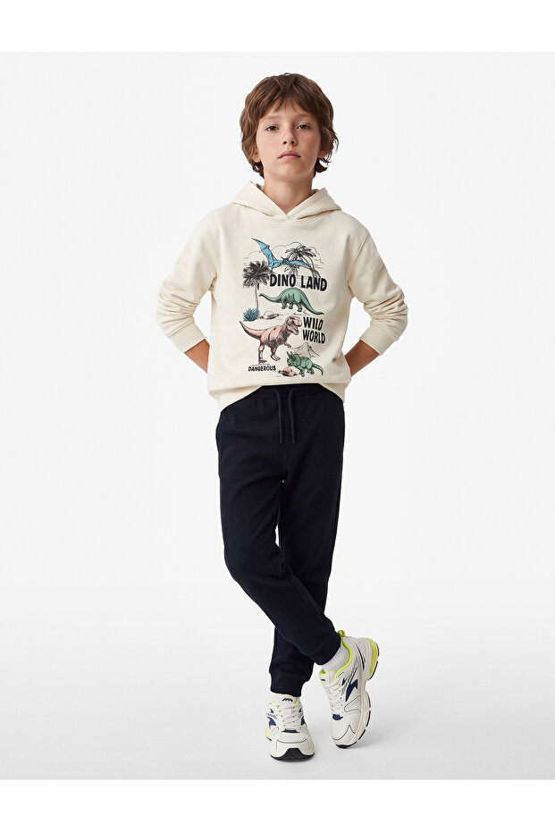 Cotton Waist-Tie Textured Basic Jogger Sweatpants