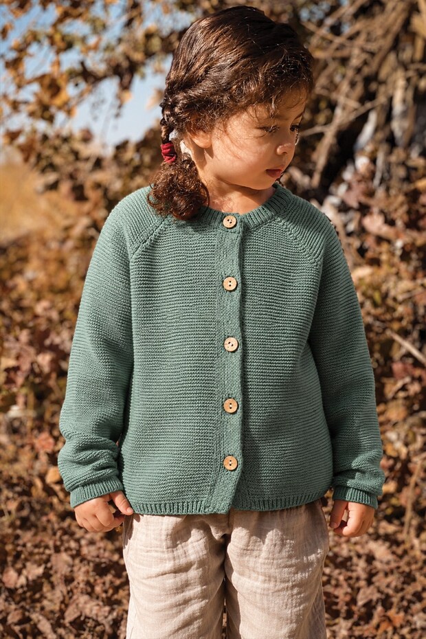 Links Knitwear Cardigan 1-8 Years Khaki Green
