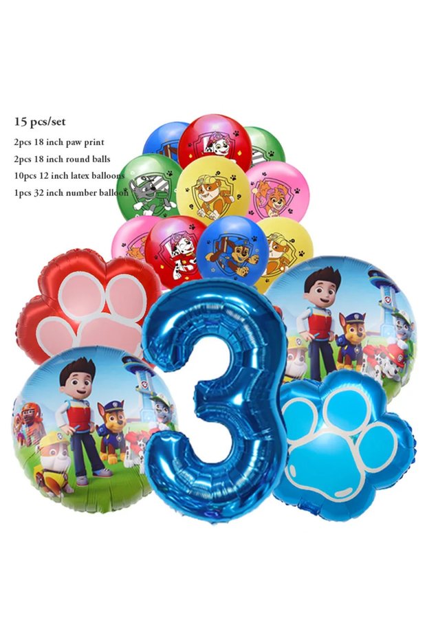 1pack 3 15pcs Cartoon Birthday Decoration Aluminum Film Digital Balloon Set Do
