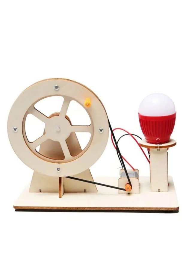 1pcs DIY Wooden Hand cranked Generator Children's Science Toy Fun STEM Puzzle Physics Experiment Set