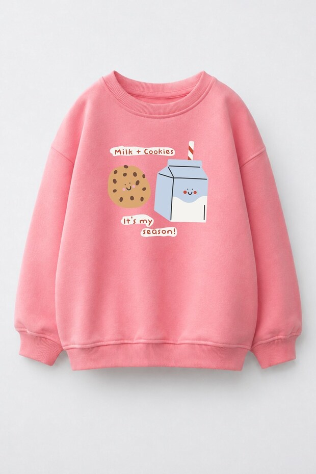 Girl's 3 Thread Fabric Cotton Printed Sweatshirt