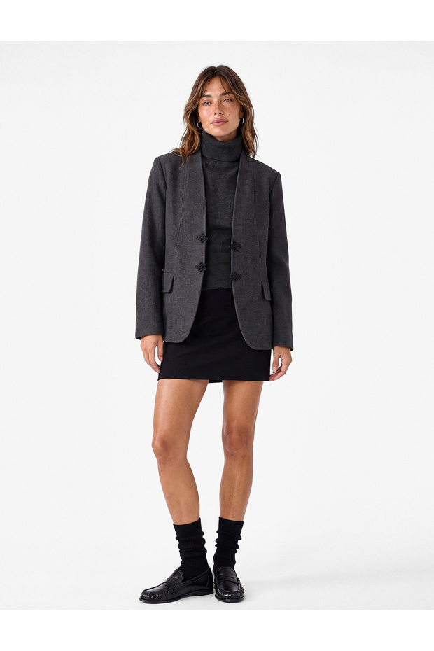Long Sleeve Ornate Buttoned Judge Collar Blazer Jacket with Napoleon Closure