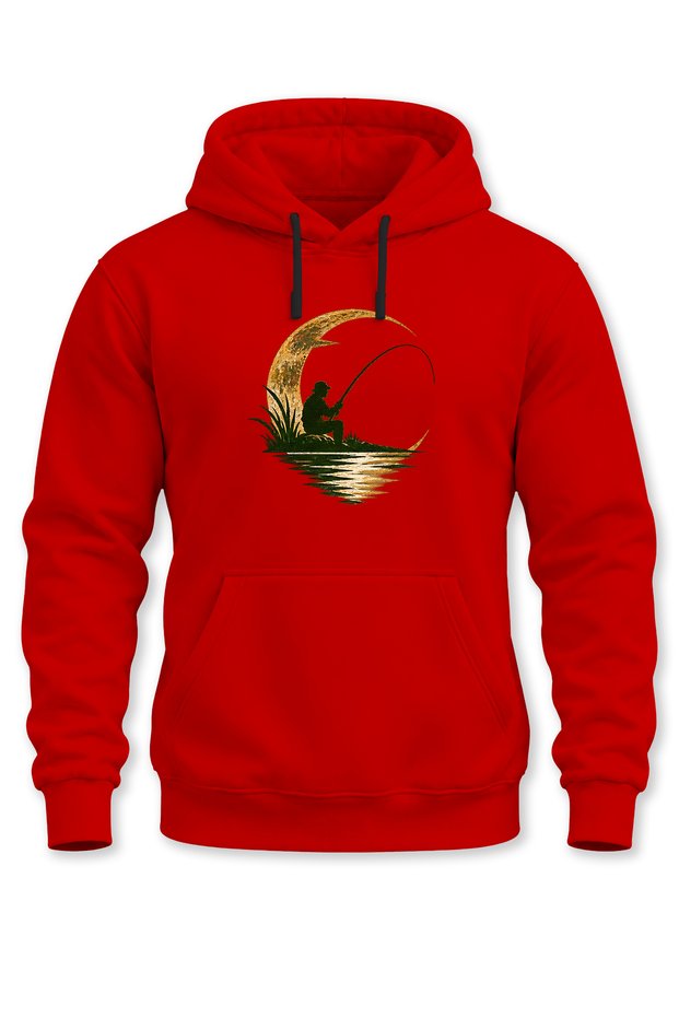 Fisherman Printed Unisex Hooded Sweatshirt – Fishing Moon Themed Fishing Hoodie