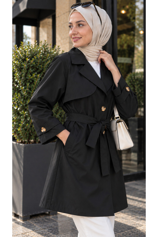 Trench Coat with Double Breasted Collar