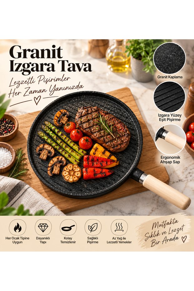 Luxury Granite Effect Round Grill Pan