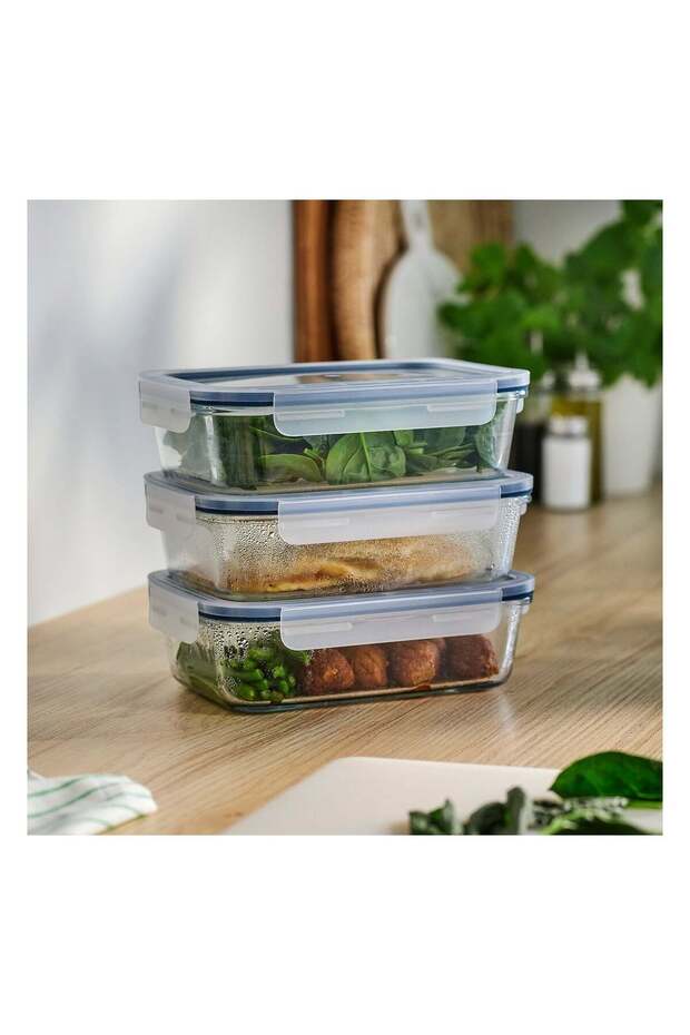 Glass Storage Container Set Glass1 Lt Rectangular Set of 3
