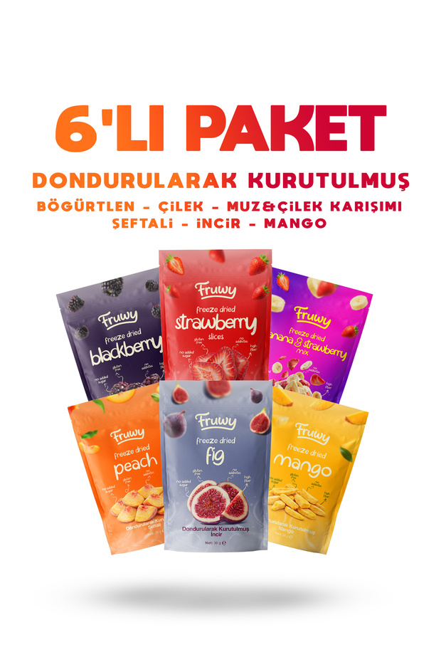 Freeze Dried 6-Pack (Strawberry, Mango, Blackberry, Peach, Fig, Banana, and Mixed Berries)