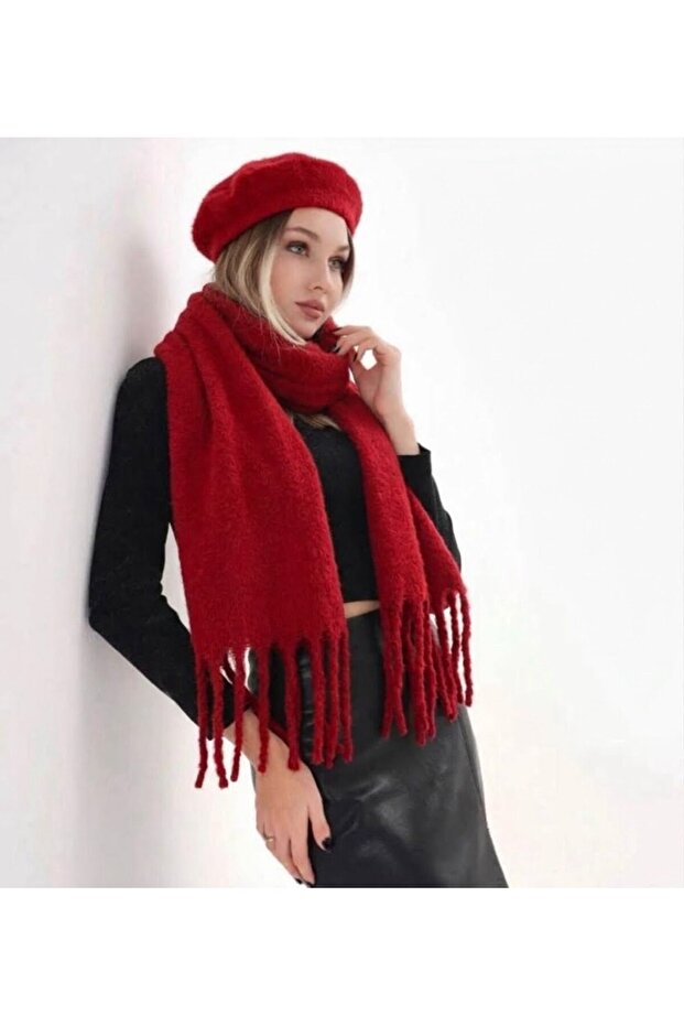 Premium Soft Buklet Atkı French Painter Beret 2-Piece Combination