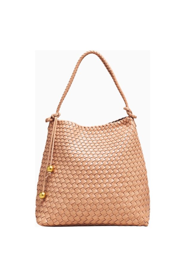 By Knitted Textured Knotted Strap Bucket Bag