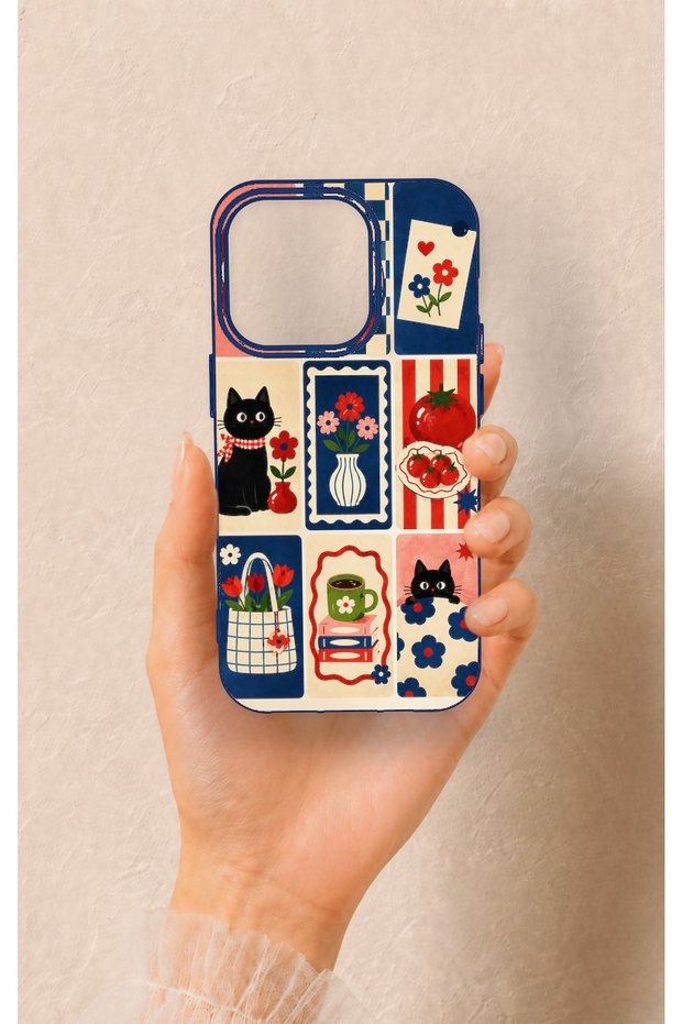 Cute Cat and Flower Pattern Silicone Case Compatible with iPhone 14 Pro
