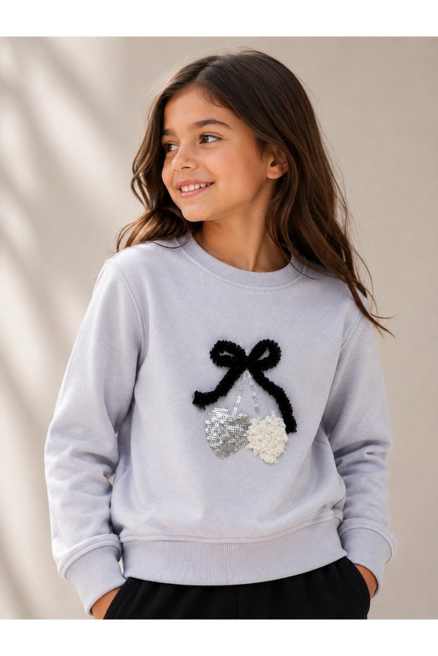 Girls Graphic Pullover Top with Puff Sleeves