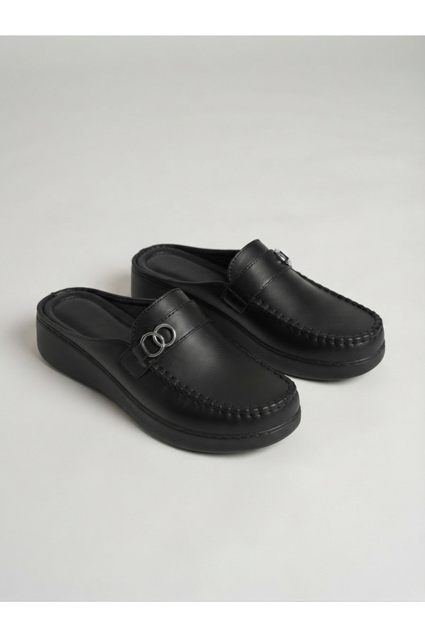 Mona Black Skin Orthopedic Sabo Slippers Nk20102