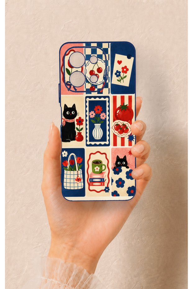 Vivo Y28 Compatible Cute Cat and Flower Pattern Silicone Case