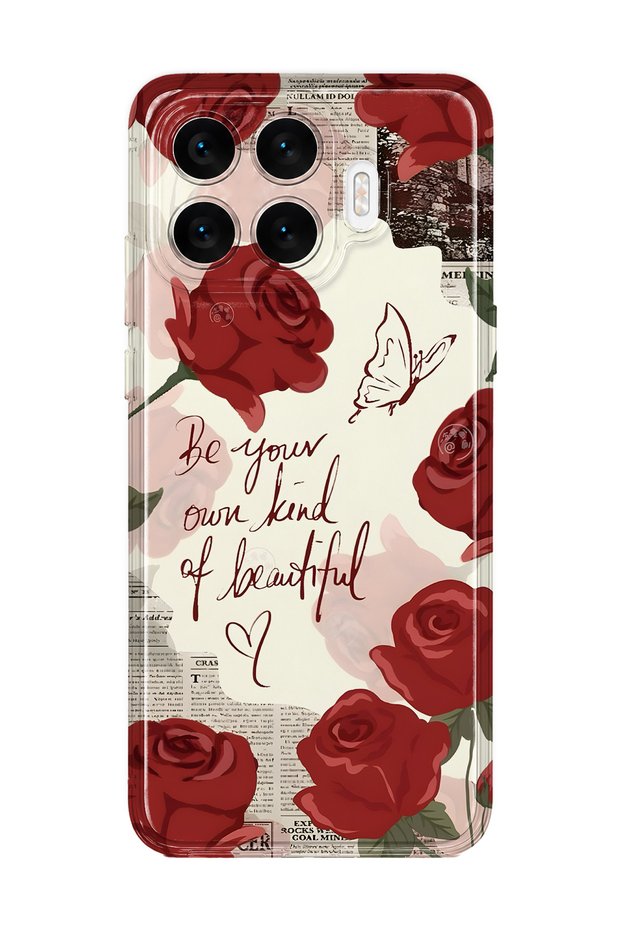 Xiaomi 17t Compatible Red Rose Pattern Transparent Phone Case