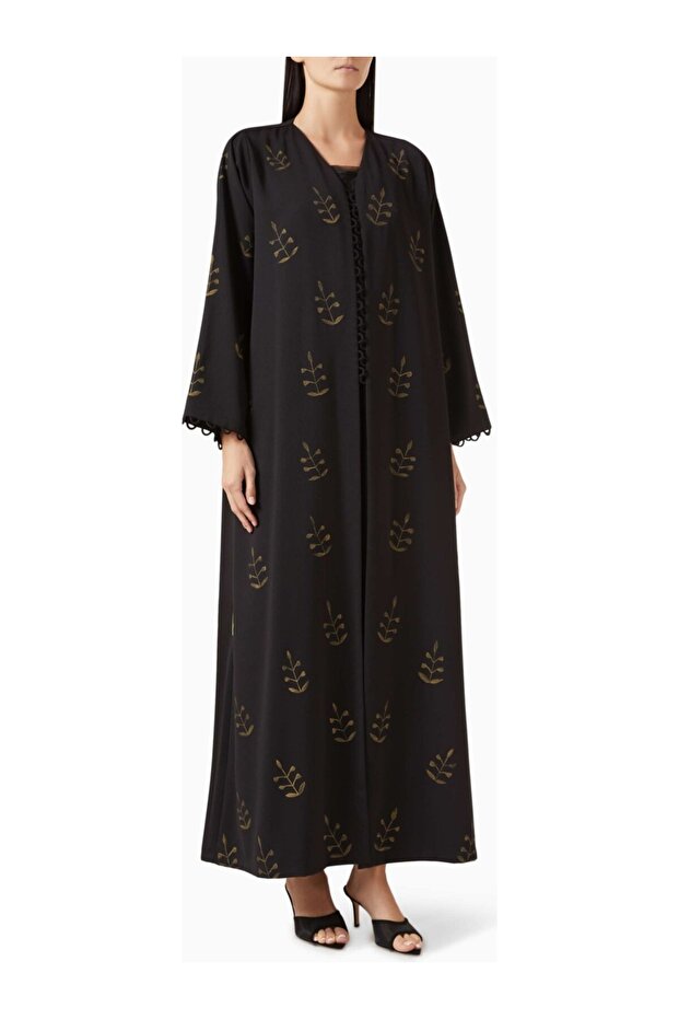 Stylish Georgette Abaya with Loop Detailing, Ideal Design for Evening and Everyday Elegance