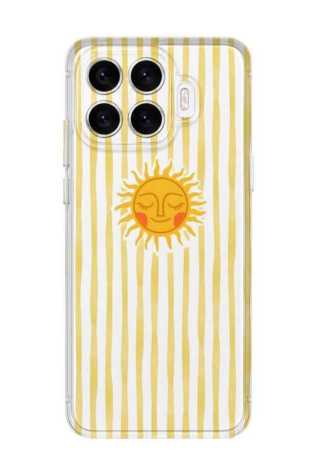 Xiaomi 17t Compatible Yellow Striped Sun Pattern Transparent Phone Case
