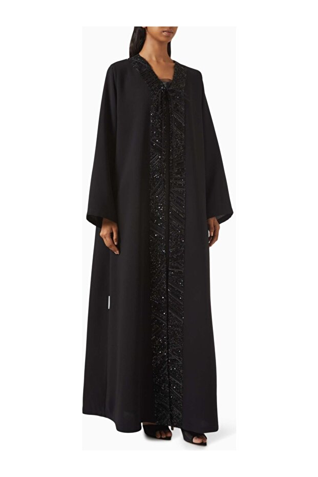 Capture Comfortable and Modern Elegance with the Stylish Sequined Lace Abaya