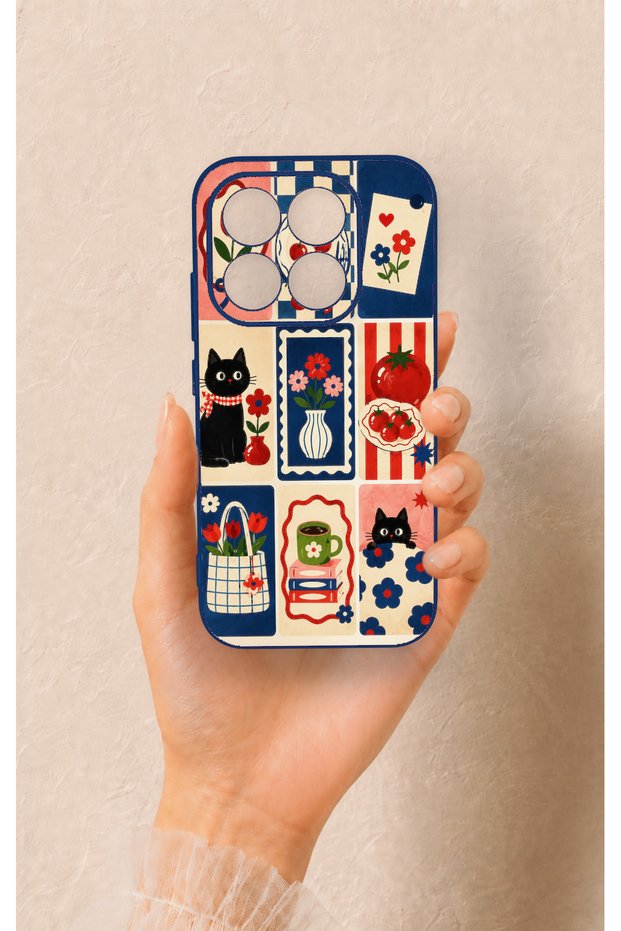 Mi 17 5g Compatible Cute Cat and Flower Pattern Silicone Case