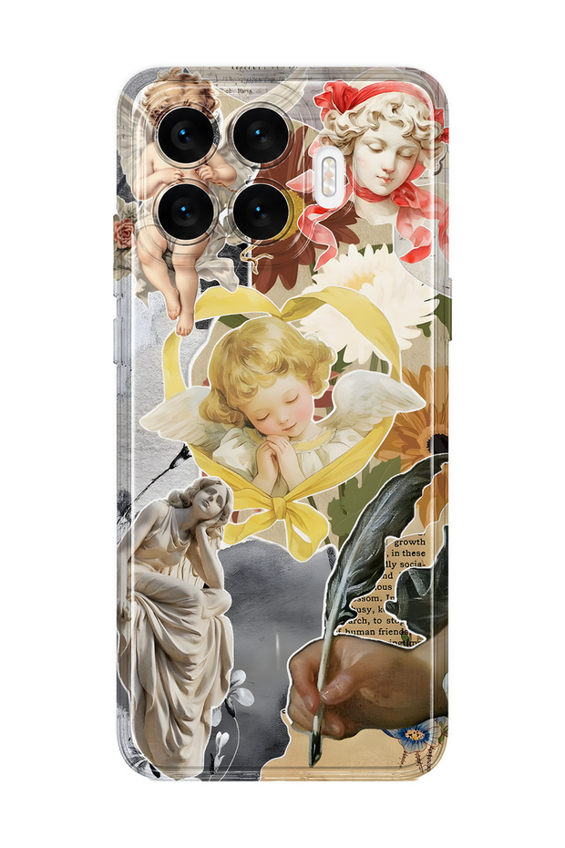 Xiaomi 17t Compatible Angels and Sculpture Collage Pattern Transparent Phone Case