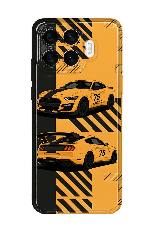 Xiaomi 17t Compatible Yellow Racing Car Pattern Transparent Phone Case