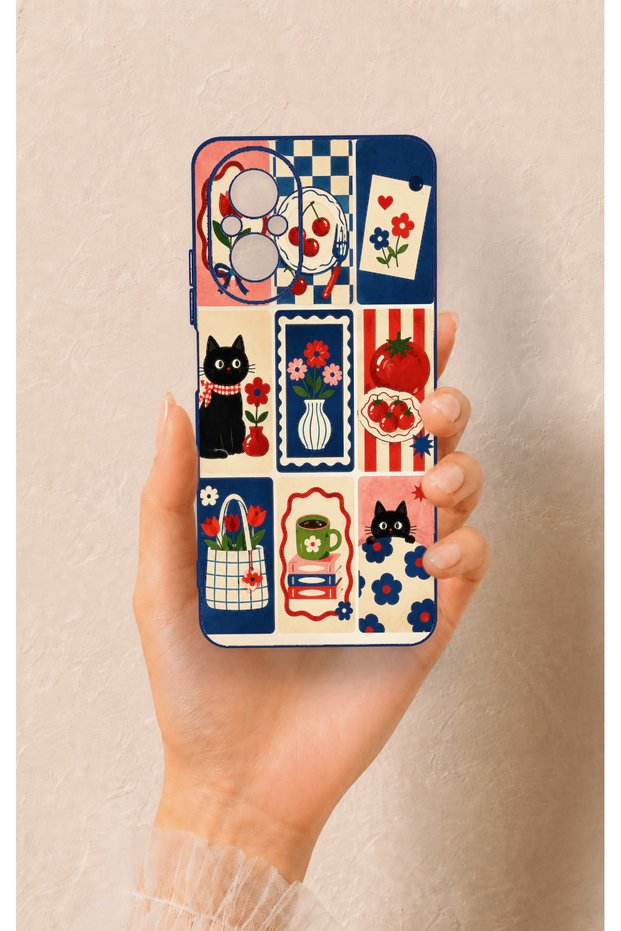 Realme 12 Lite Compatible Cute Cat and Flower Pattern Silicone Case