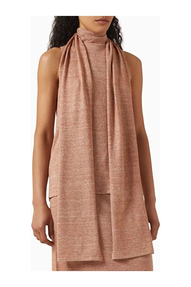 Merino Wool and Linen Blend, Open Back Shawl Detail Women's Blouse