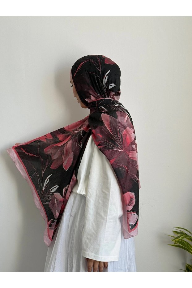 Lotus Flower Patterned Shawl - Pink